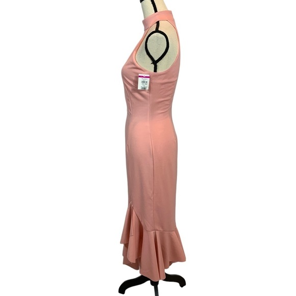 The Fashionpoet Sleeveless High Neck Collar High Low Ruffle Hem Midi Dress - M - Picture 2 of 8